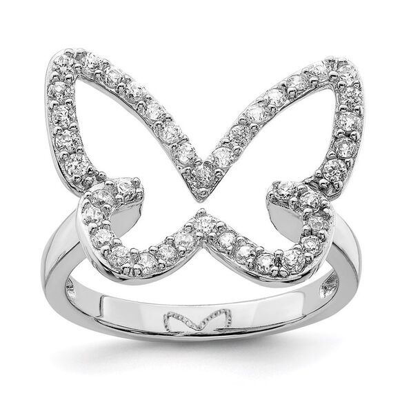Kazi Luxury Sterling Silver Rhodium-plated CZ Butterfly Ring